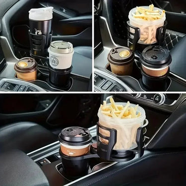 360° Rotating Dual Car Cup Holder & Phone Mount - InspiredGrabs.com